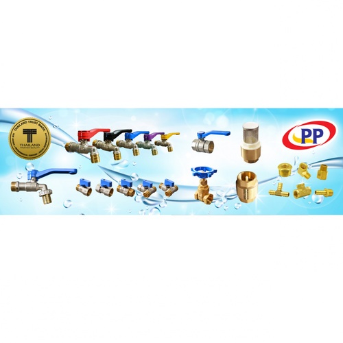 PP มินิบอลวาล์วสามทาง ทองเหลือง ผมผ. 1/2 รุ่น 30018