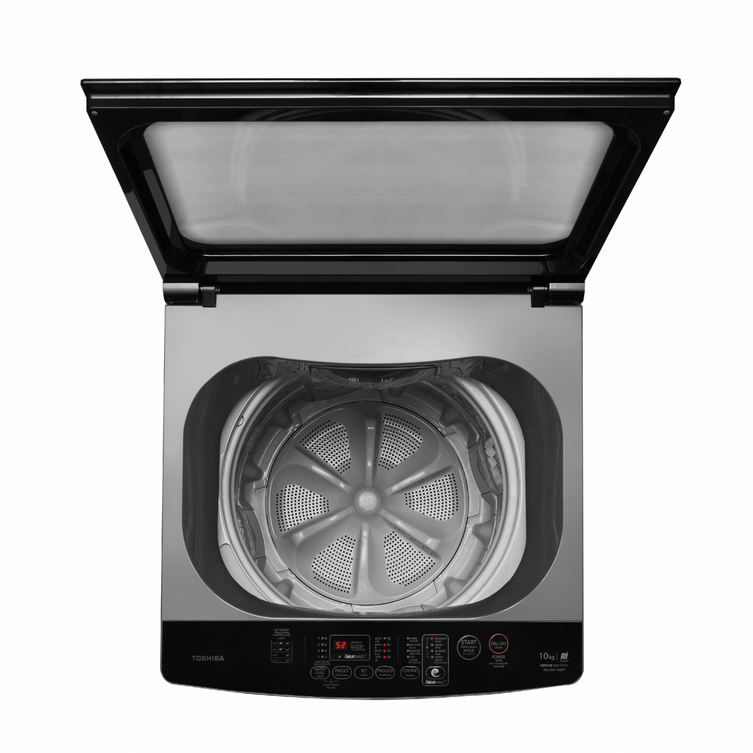 TOSHIBA เครื่องซักผ้าฝาบน 10 กก. รุ่น AW-DM1100PT(MK) สีเทา