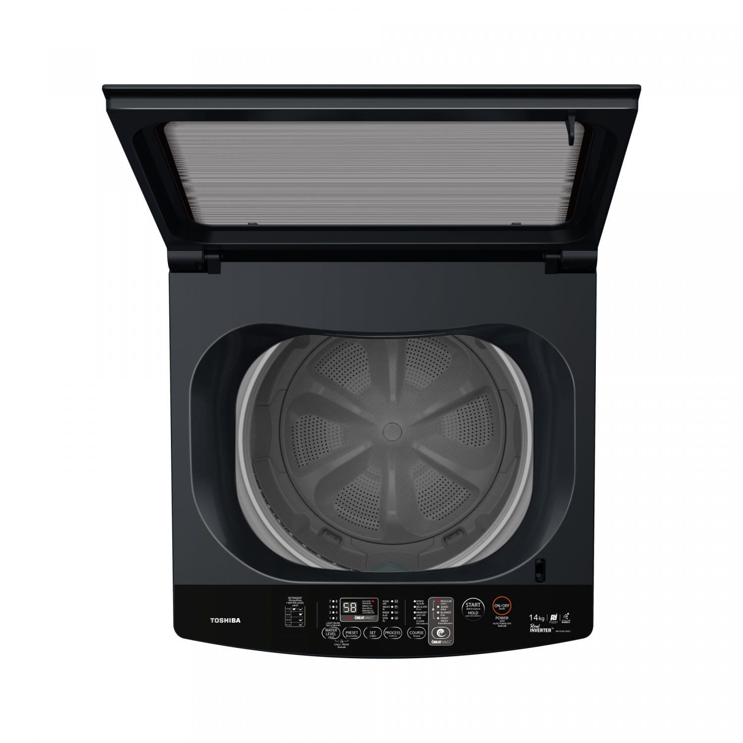 TOSHIBA เครื่องซักผ้าฝาบน ขนาด 14 กก. รุ่น AW-DUM1500LT(MK) สีเทา