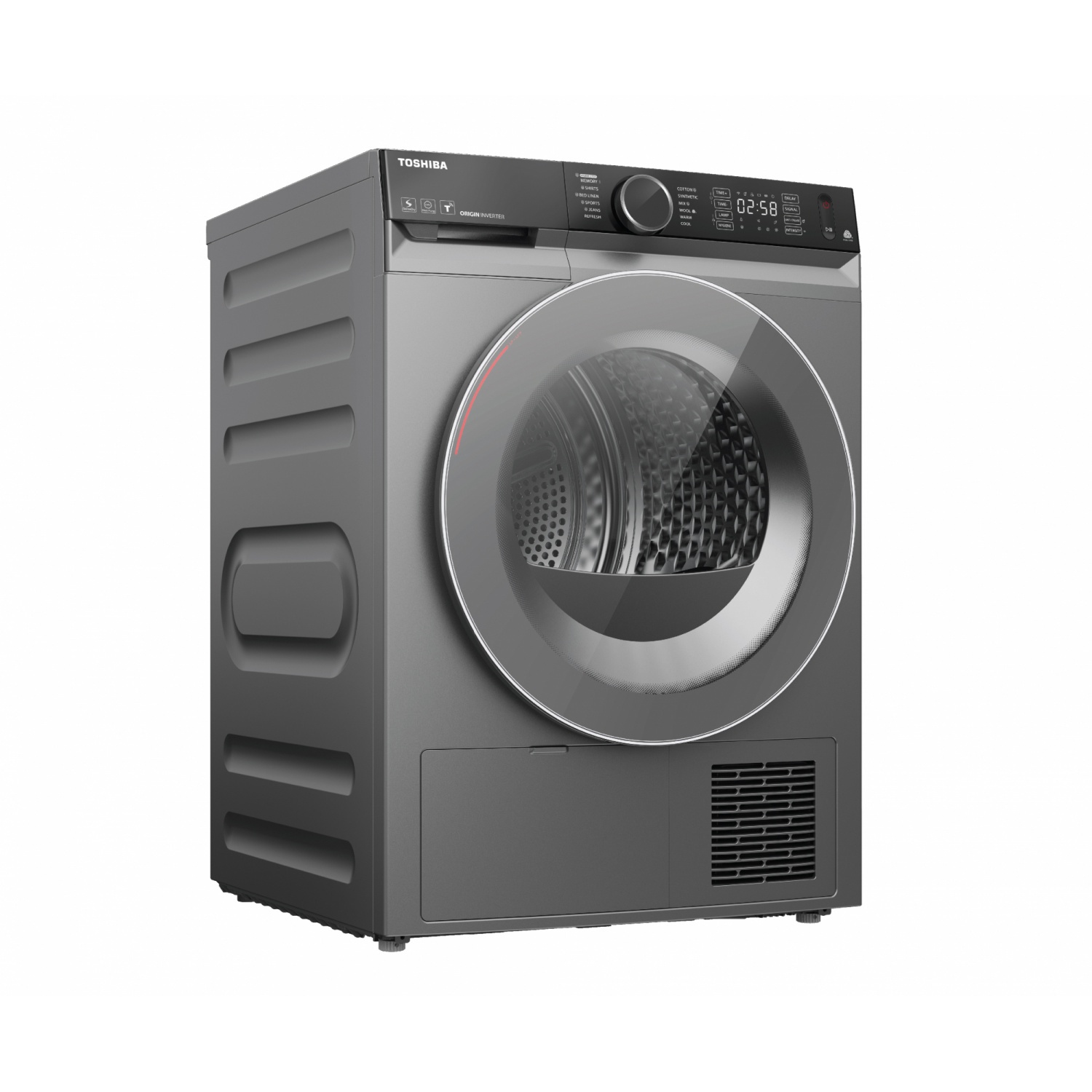 TOSHIBA เครื่องอบผ้าฝาหน้า 10kg. TD-BK110GHT(SK) สีเงิน