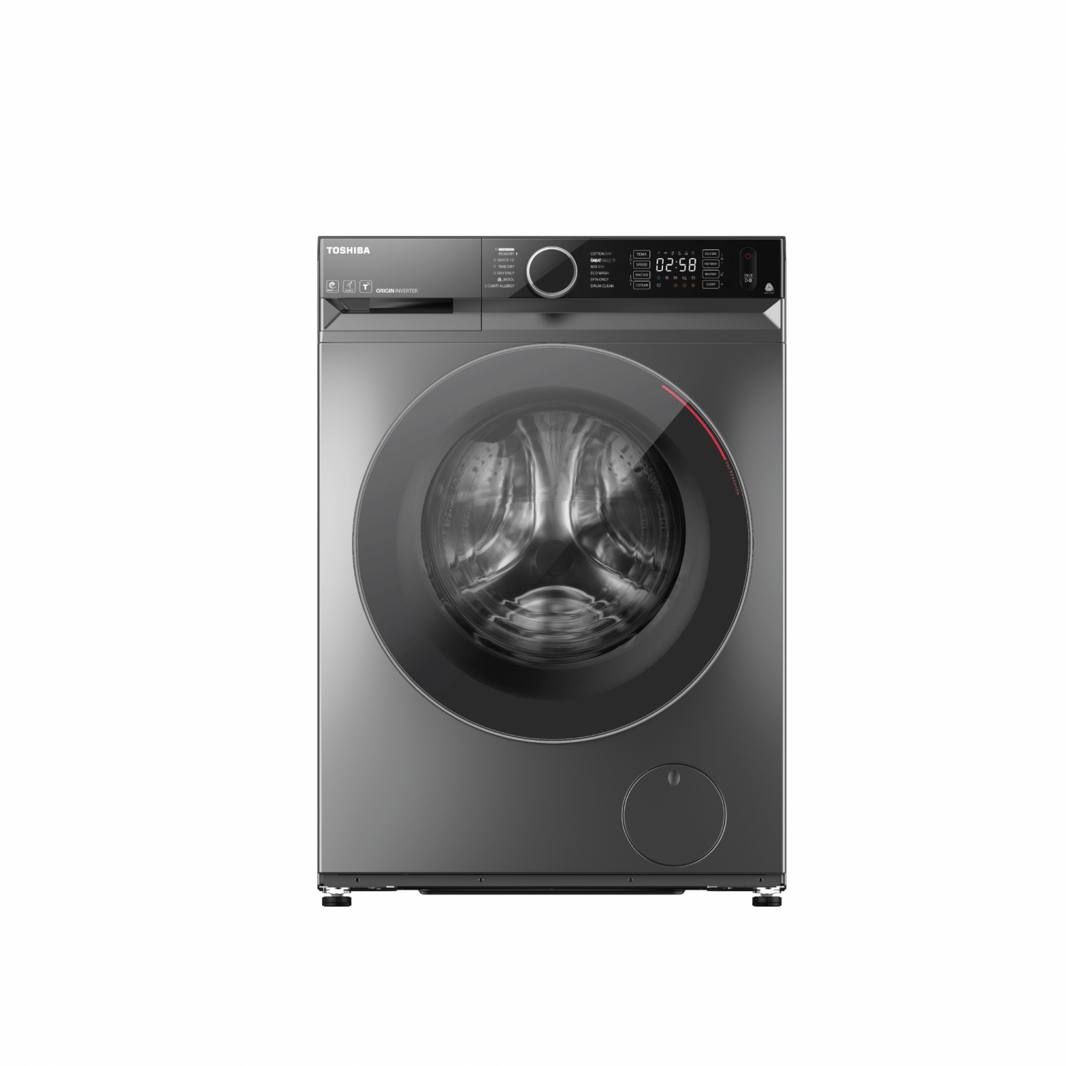 TOSHIBA เครื่องซักผ้าฝาหน้าซัก-อบ 12.5/8 kg. รุ่น TWD-BM135GF4T(SK) สีเงิน