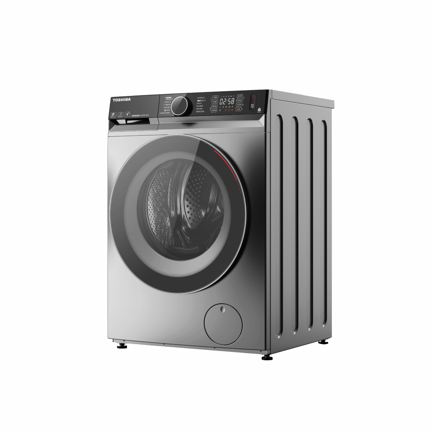 TOSHIBA เครื่องซักผ้าฝาหน้าซัก-อบ 12.5/8 kg. รุ่น TWD-BM135GF4T(SK) สีเงิน