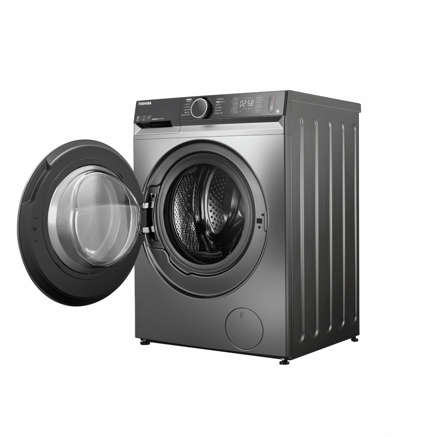TOSHIBA เครื่องซักผ้าฝาหน้าซัก-อบ 12.5/8 kg. รุ่น TWD-BM135GF4T(SK) สีเงิน
