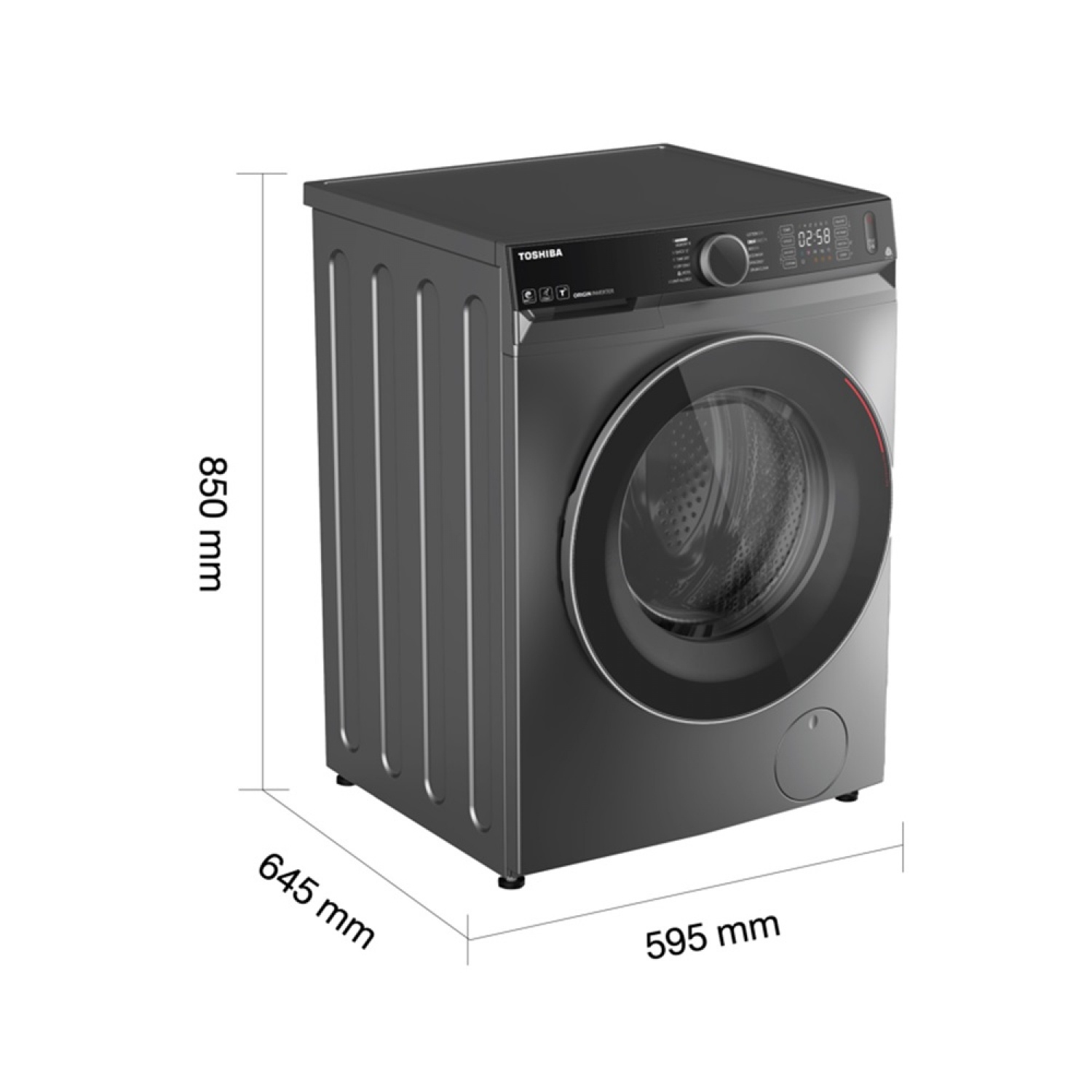 TOSHIBA เครื่องซักผ้าฝาหน้าซัก-อบ 12.5/8 kg. รุ่น TWD-BM135GF4T(SK) สีเงิน