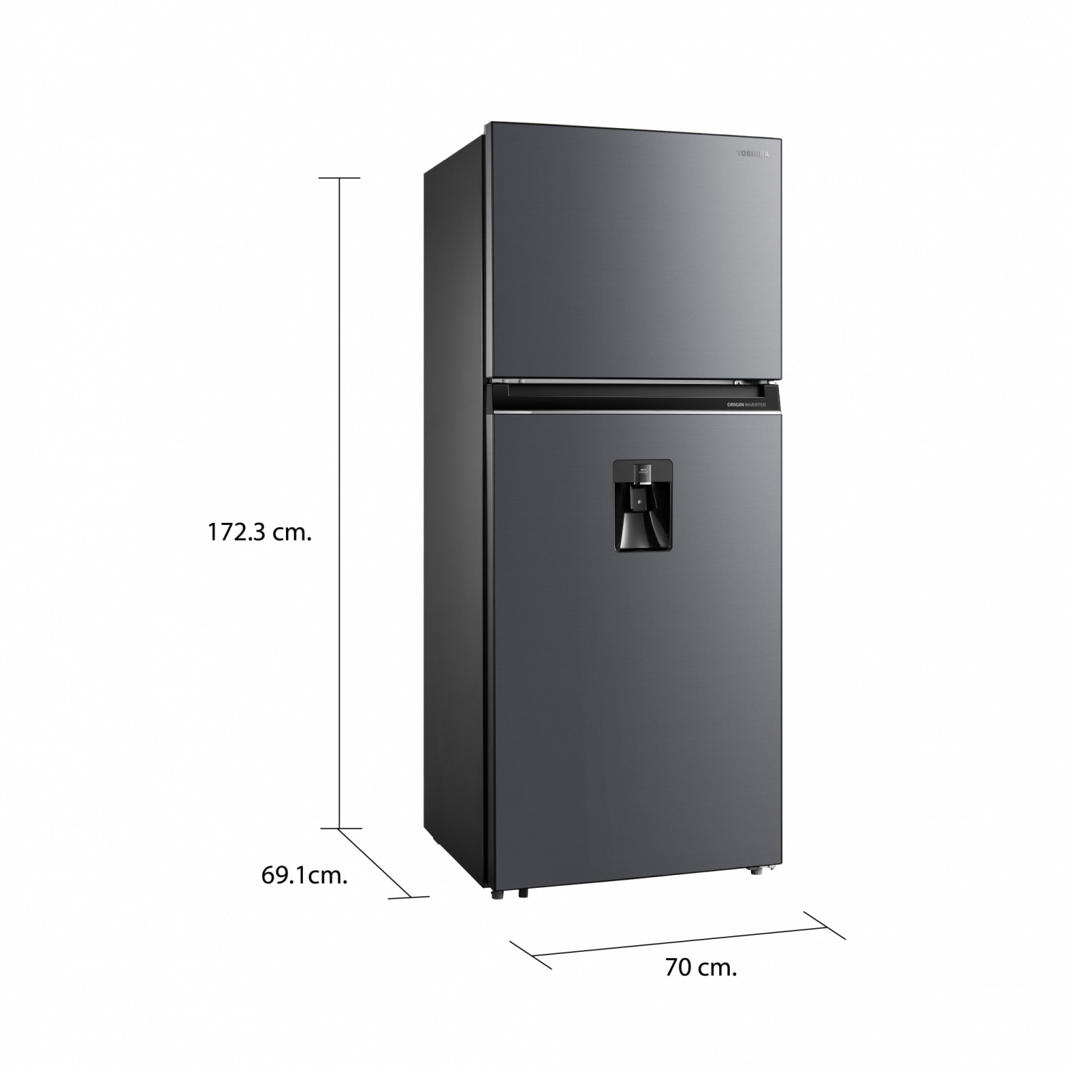 TOSHIBA ตู้เย็น 2 ประตู ขนาด 14.4 คิว รุ่น GR-RT535WEA-PMTH(06) สีเทา