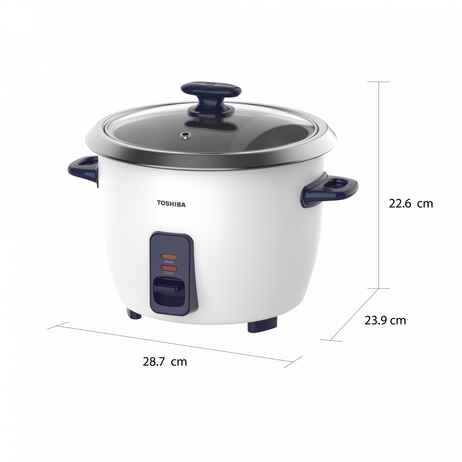 TOSHIBA หม้อหุงข้าวฝาเปิด ขนาด 1.3 ลิตร รุ่น RC-13MHUTH(B) สีขาว
