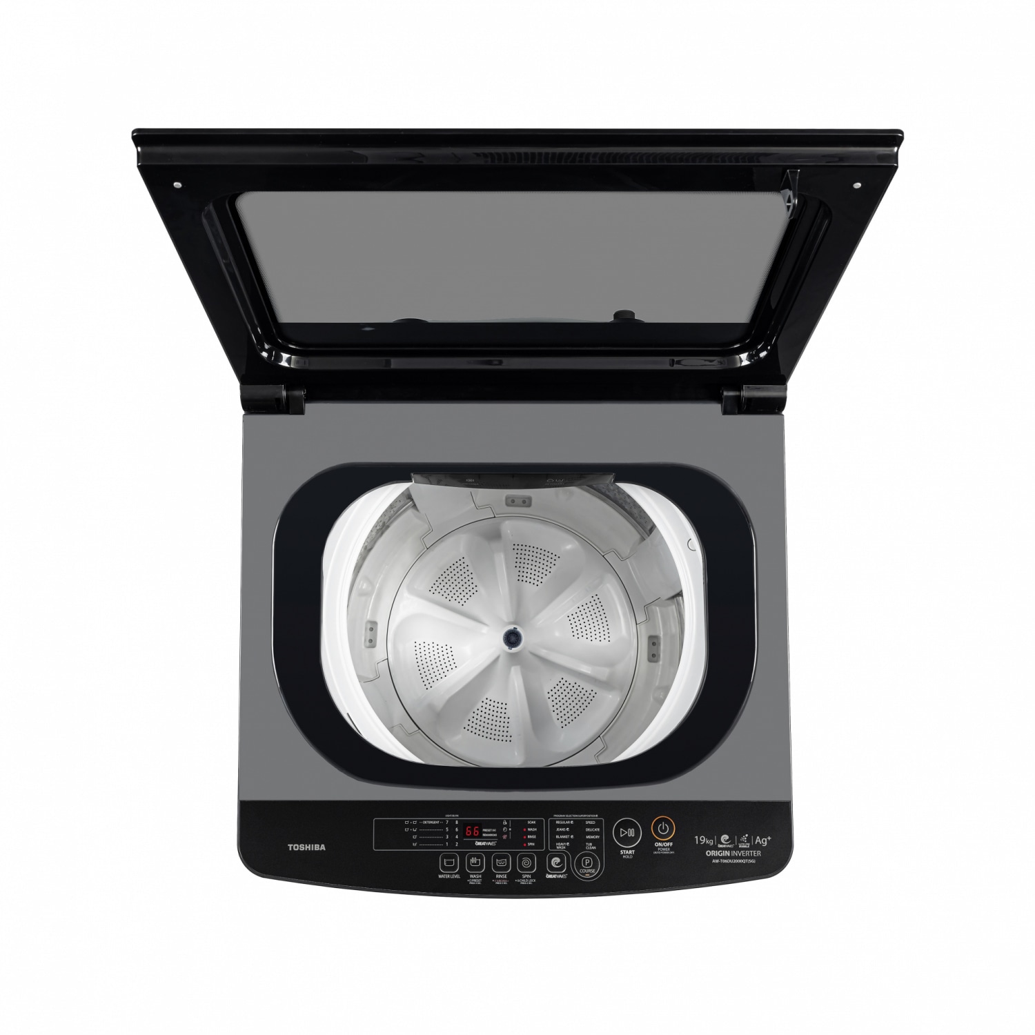 TOSHIBA เครื่องซักผ้าอัตโนมัติ 19 kg. AW-T06DU2000QT(SG) สีซิลเวอร์