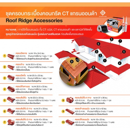 ตราเพชร กระเบื้องหลังคาคอนกรีต CTแกรนออนด้า สีเทาคาซ่า
