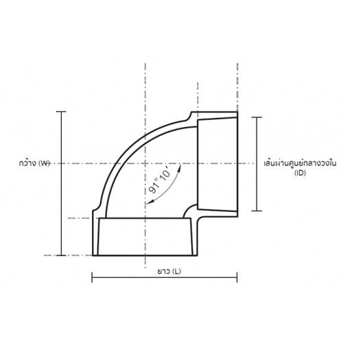 AAA ข้องอ 90 บาง 1 1/2(40) ชั้น 8.5 สีฟ้า