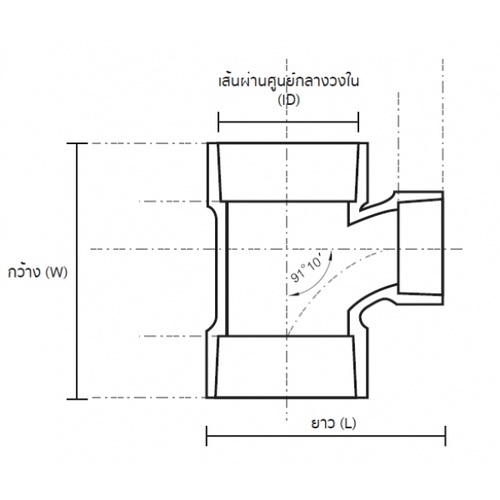 AAA สามทางทีวายลด 90 บาง 4x3(100x80) ชั้น 8.5 สีฟ้า
