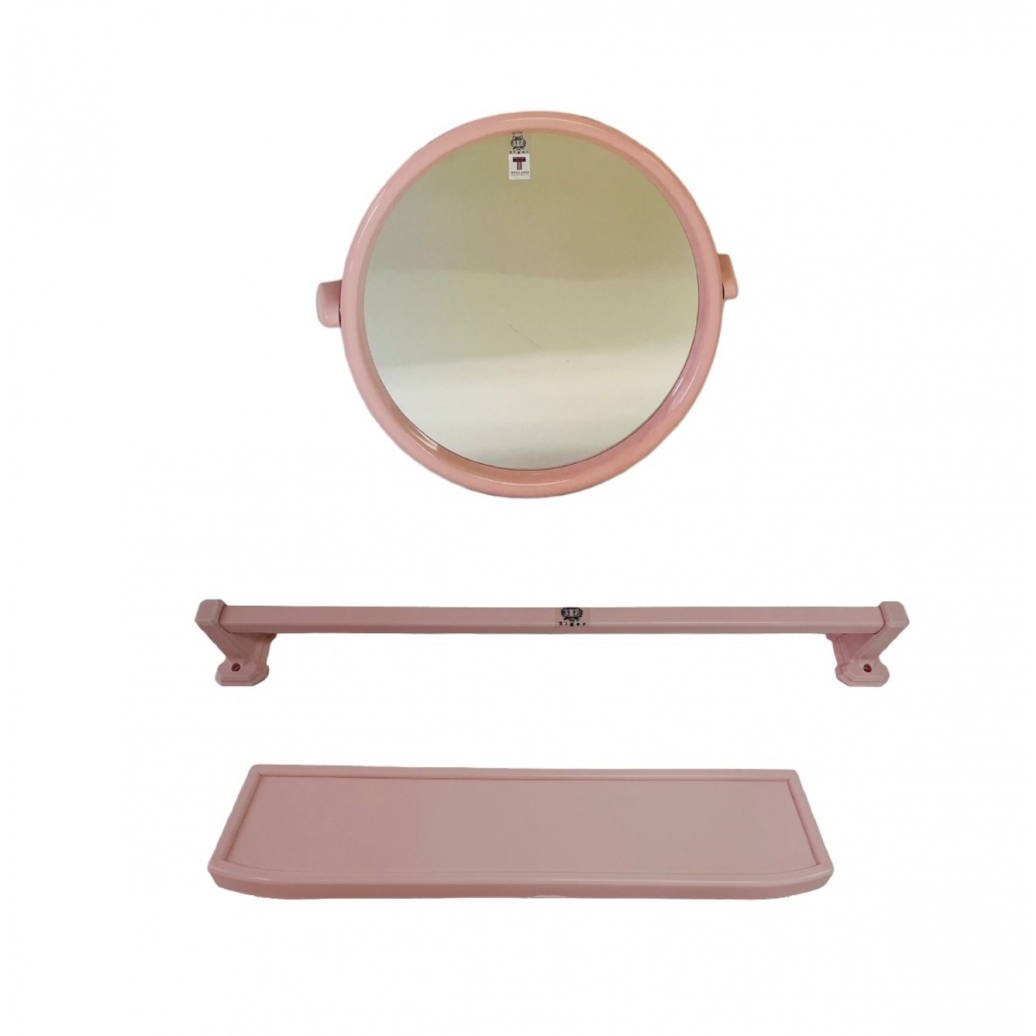 TIGER กระจกชุด 3 ชิ้น ทรงกลม รุ่น EMS 02 ขนาด 53 ซม. สีชมพู