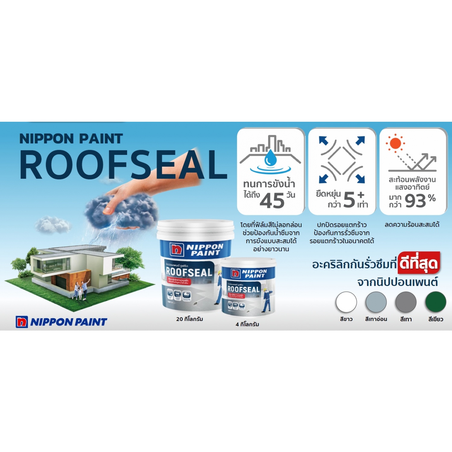 NIPPON PAINT ROOFSEAL อะคริลิกกันซึม ขนาด 20 กิโลกรัม สีเทา