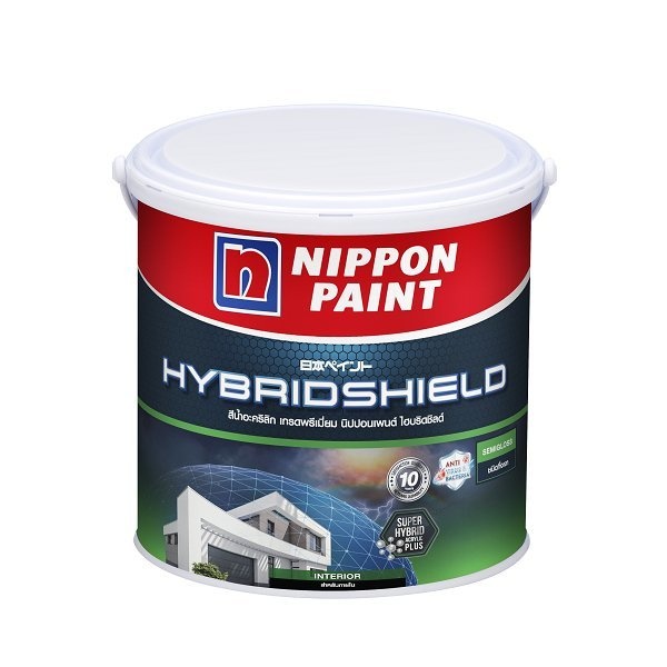 NIPPON PAINT สีน้ำอะคริลิกภายใน HYBRIDSHIELD กึ่งเงา ขนาด 1 แกลลอน เบส A