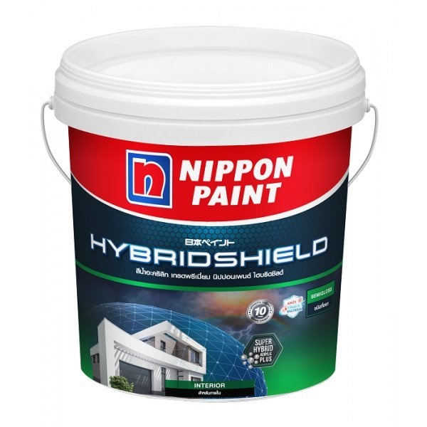 NIPPON PAINT สีน้ำอะคริลิกภายใน HYBRIDSHIELD กึ่งเงา ขนาด 2.5 แกลลอน เบส A