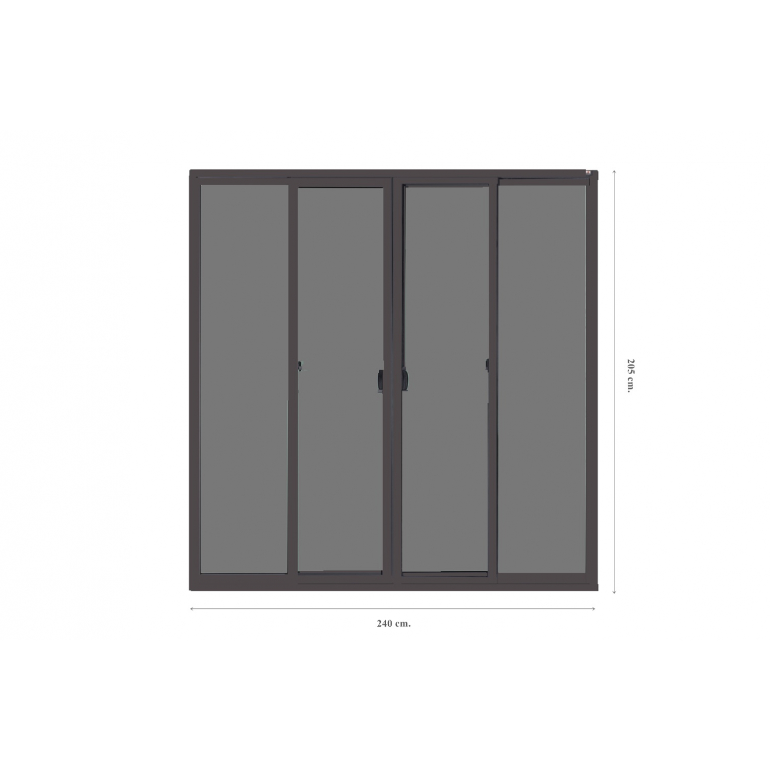 A-PLUS LIKE ประตูบานเลื่อนเปิดกลาง 240 x 205 ซม. สีชา กระจกสีชา ไม่มีมุ้ง  