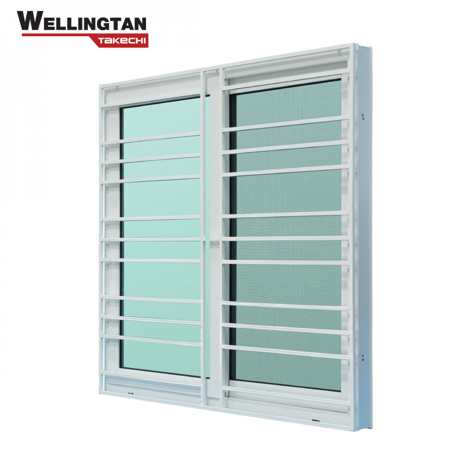 WELLINGTAN (TK) หน้าต่าง UPVC S-S มุ้ง  พร้อมเหล็กดัด 120x110 ซม.