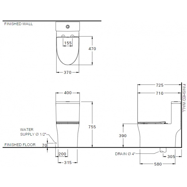 Cotto สุขภัณฑ์ แบบชิ้นเดียว 3/4.8 ลิตร รุ่น VISTRA C105607