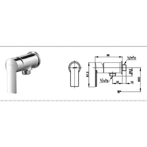 Cotto วาล์วเปิด-ปิดน้ำก้านโยกสำหรับฝักบัว รุ่น CT1115A(HM) ขนาด