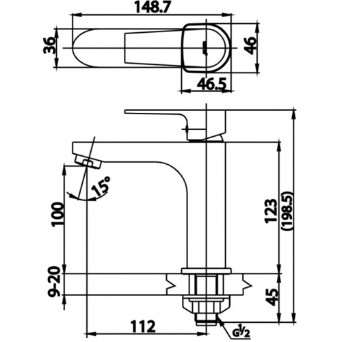 COTTO ก๊อกเดี่ยวอ่างล้างหน้าแบบก้านโยก รุ่น CT1160AN (HM) ขนาด  สแตนเลส