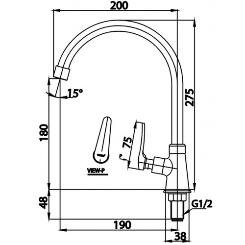 COTTO ก๊อกอ่างล้างจานแบบเคาเตอร์ รุ่น CT1253(HM) ขนาด  สีโครเมี่ยม