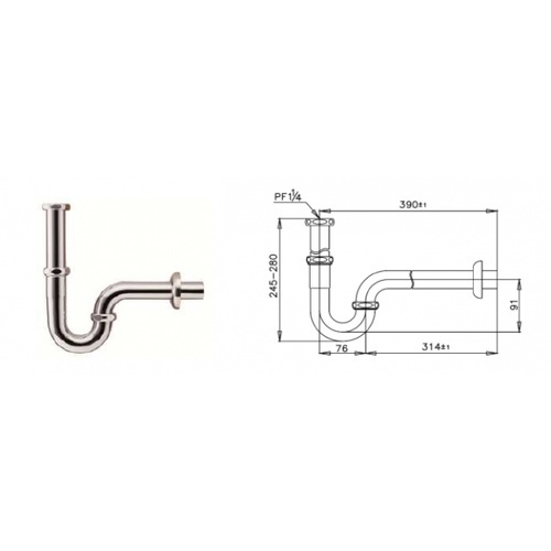 Cotto ท่อน้ำทิ้ง P-trap ทองเหลือง รุ่น CT683AX(HM)