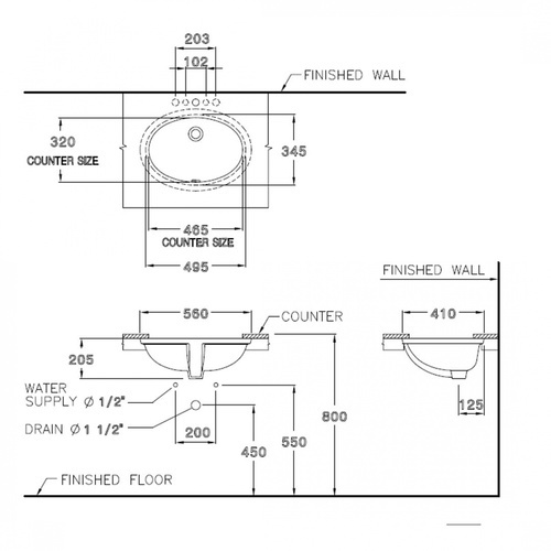 Cotto อ่างล้างหน้าฝังใต้เคาน์เตอร์ รุ่น C017