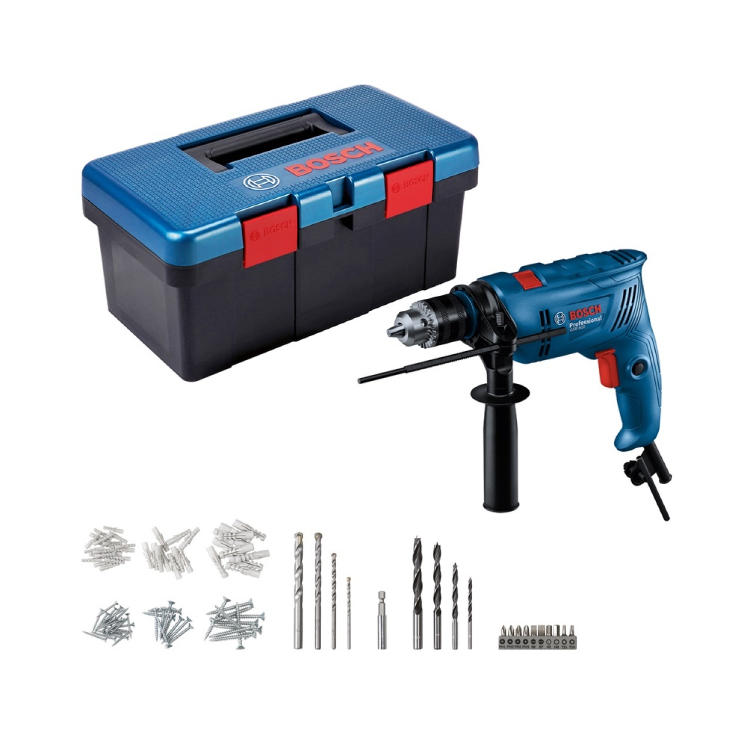 BOSCH สว่านกระแทก 13 มม. GSB600 Fisherman Box 90Pcs