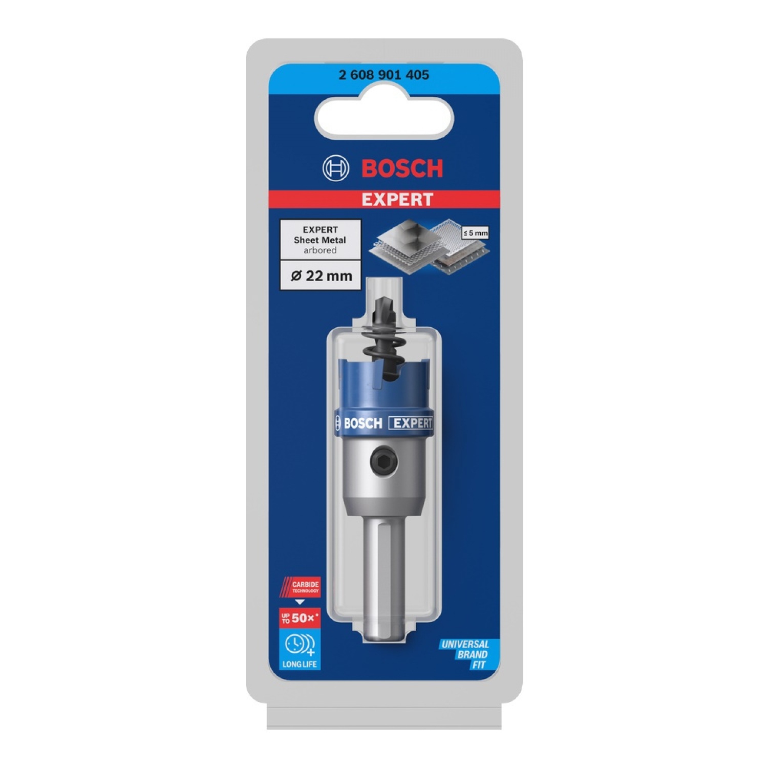 BOSCH โฮลซอว์ เจาะสเตนเลส/เหล็ก TCT ขนาด 22 mm. รุ่น Expert