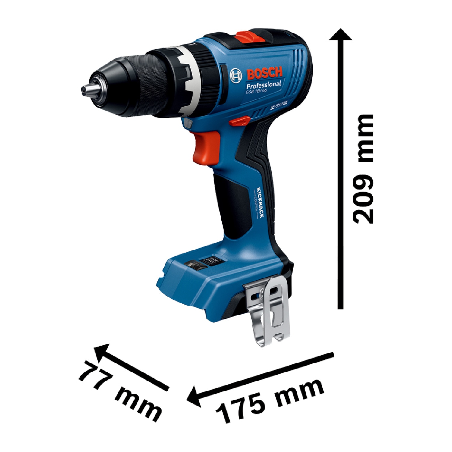 BOSCH สว่านกระแทกไร้สาย 18V Brushless รุ่น GSB18V-65 (เฉพาะเครื่อง)
