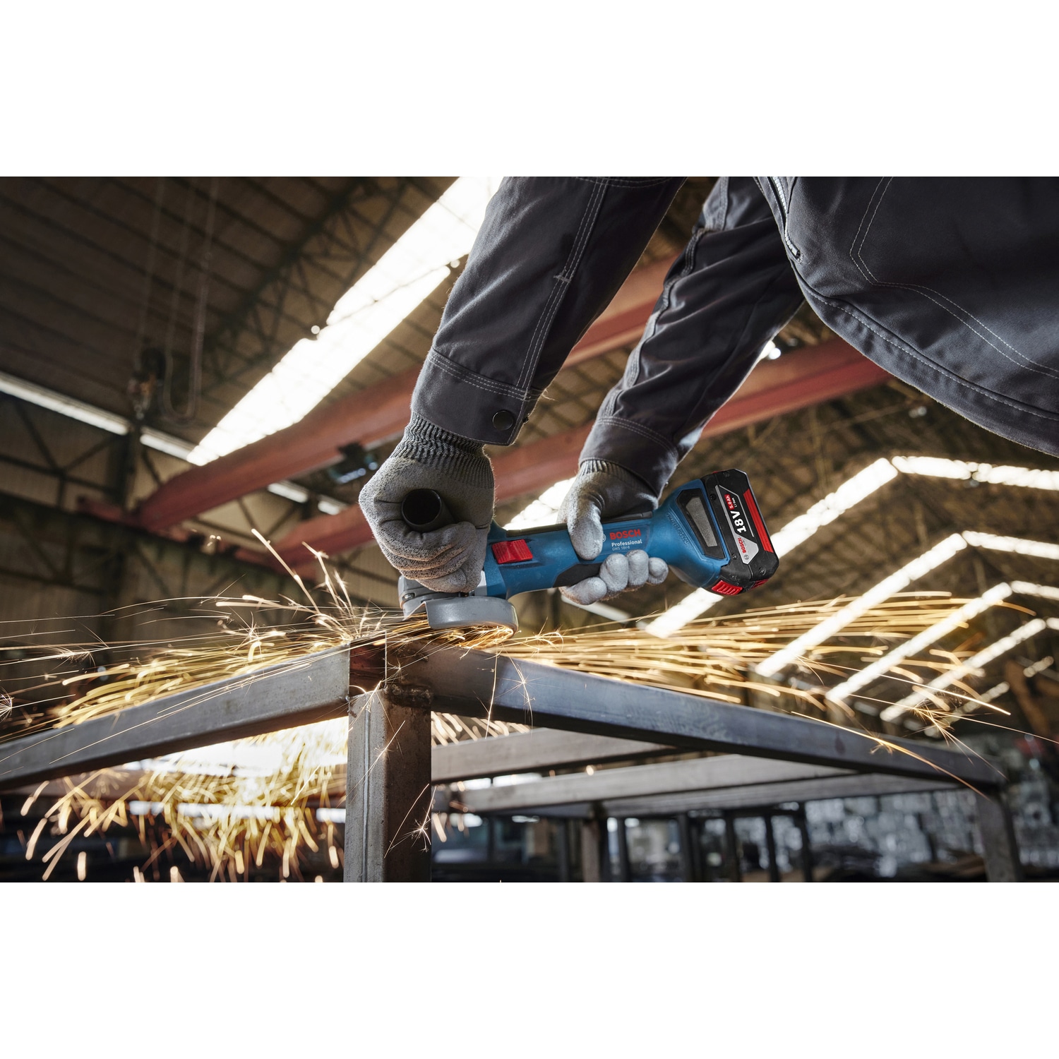 BOSCH เครื่องเจียร์ 4 นิ้ว ไร้สาย 18V รุ่น GWS18V-8 (เฉพาะเครื่อง)