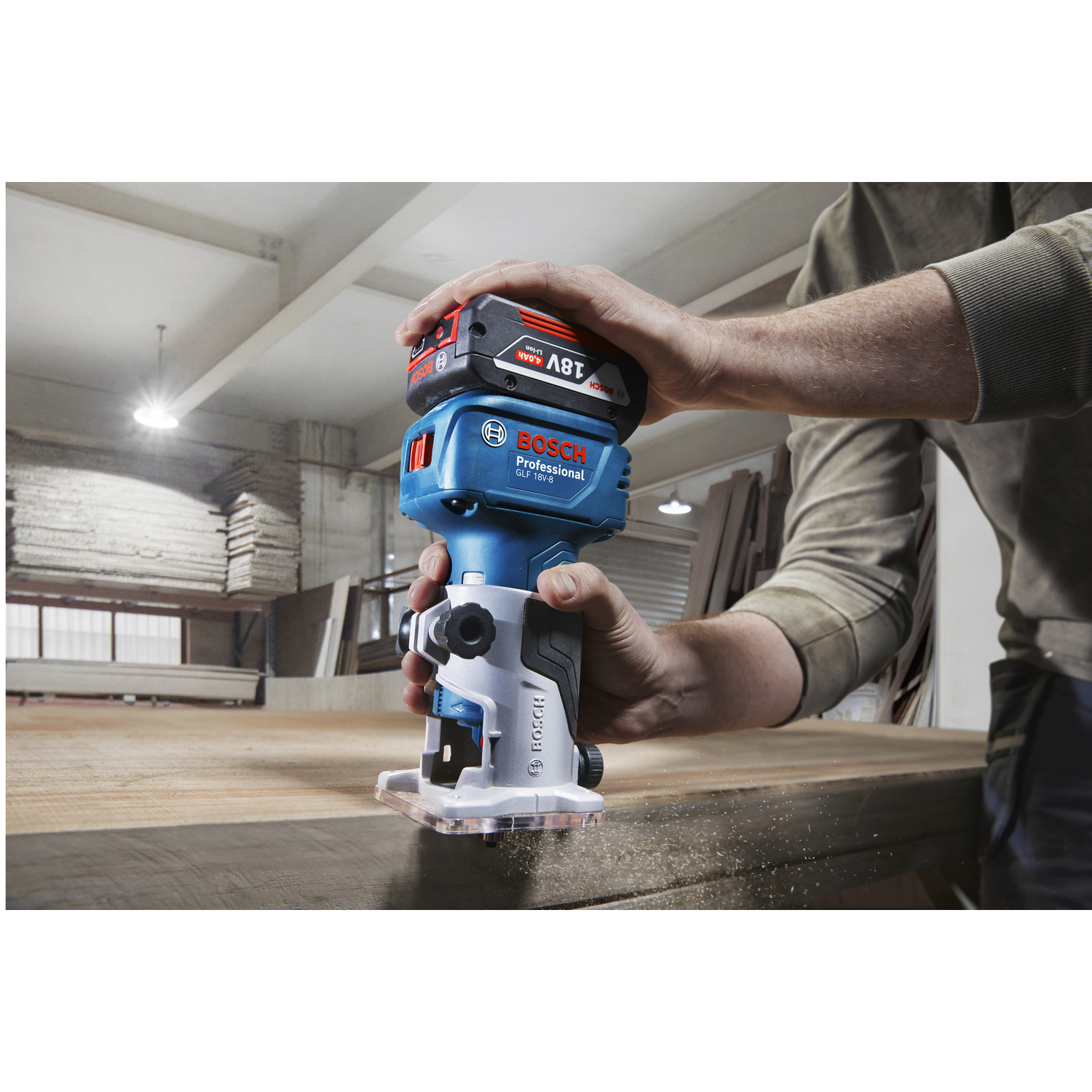 BOSCH เครื่องเร้าท์เตอร์ไร้สาย 18V BL รุ่น GLF18V-8 (เฉพาะเครื่อง)