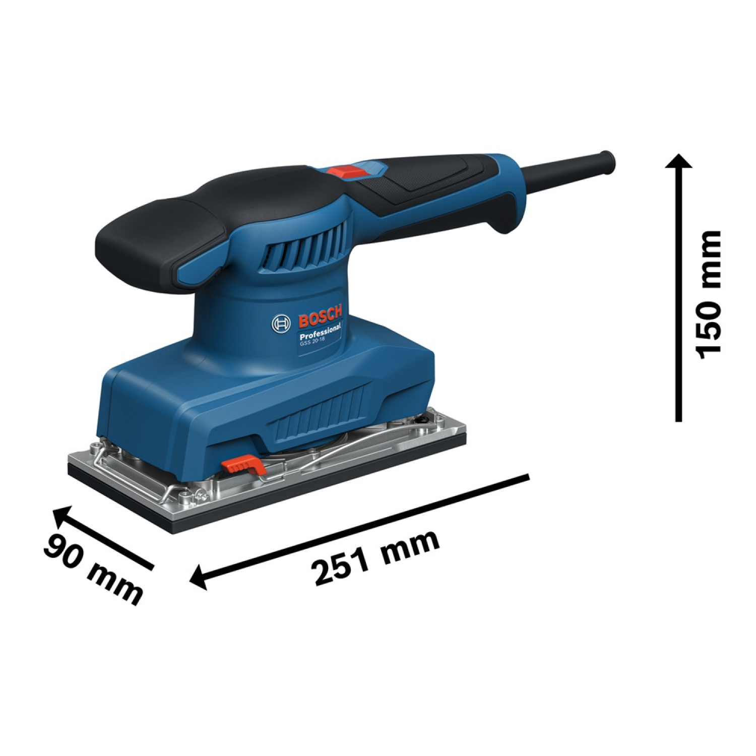 BOSCH เครื่องขัดกระดาษทราย ทรงเหลี่ยม รุ่น GSS 20-18 (New)