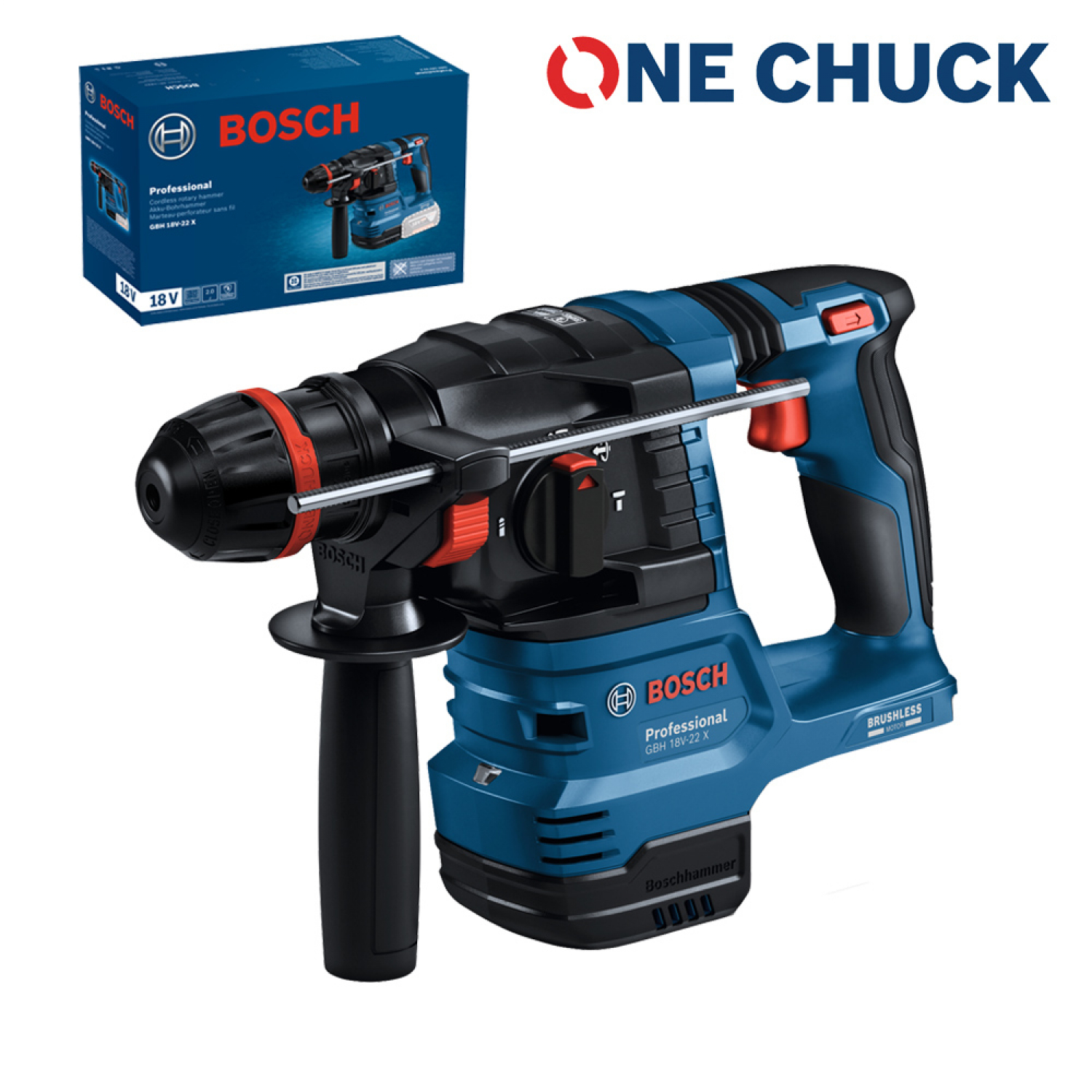BOSCH สว่านโรตารี่ไร้สาย 18V 22mm 1Chuck รุ่น GBH18V-22X (เฉพาะเครื่อง)