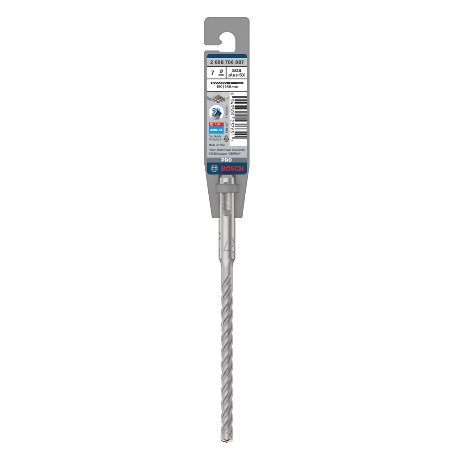 BOSCH ดอกสว่านโรตารี่ SDS Plus-Pro 5X ขนาด 7x160mm.