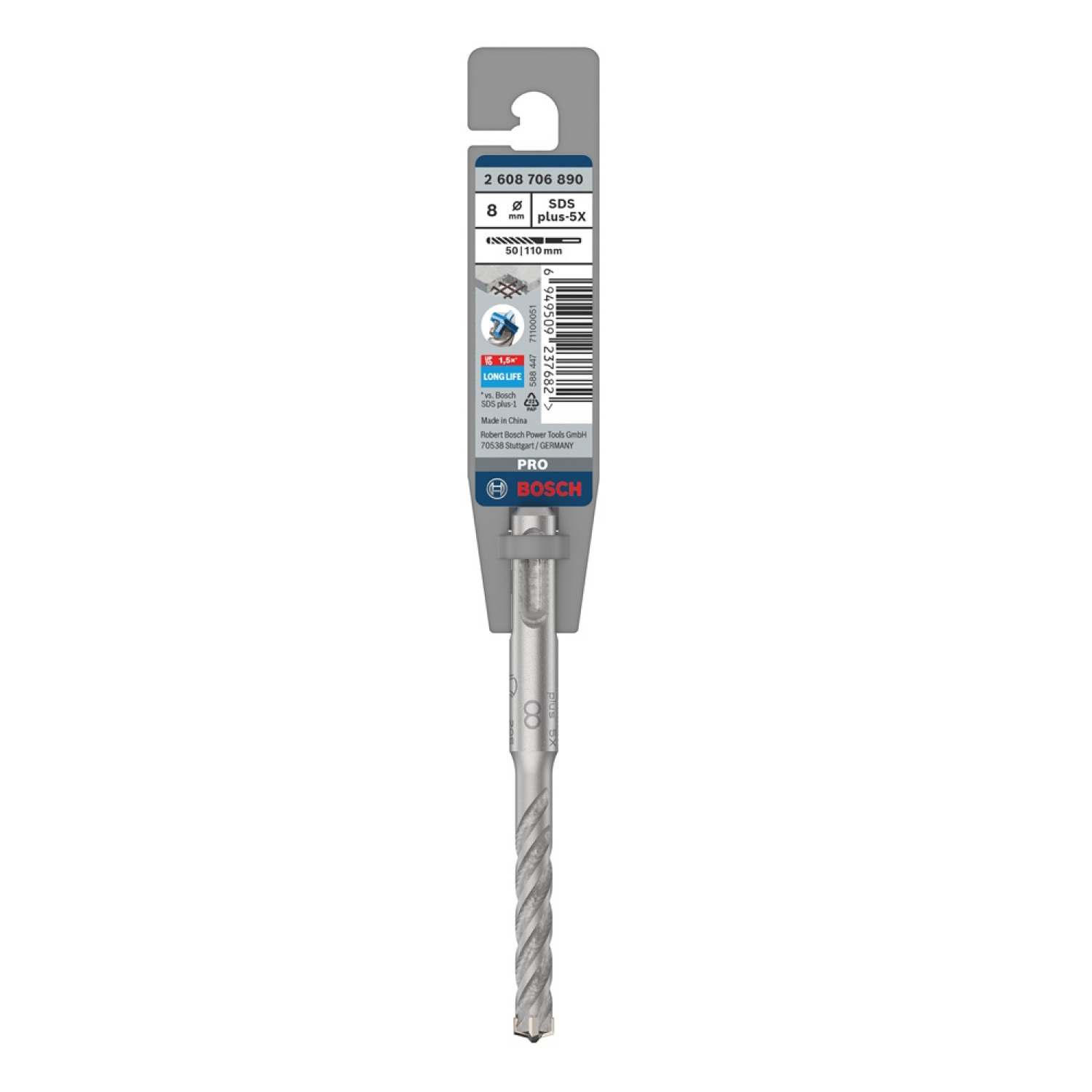 BOSCH ดอกสว่านโรตารี่ SDS Plus-Pro 5X ขนาด 8x110mm.
