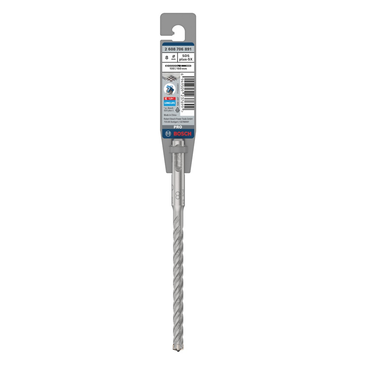 BOSCH ดอกสว่านโรตารี่ SDS Plus-Pro 5X ขนาด 8x160mm.