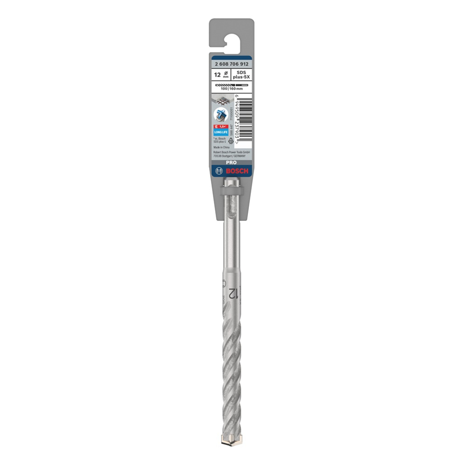 BOSCH ดอกสว่านโรตารี่ SDS Plus-Pro 5X ขนาด 12x160mm.