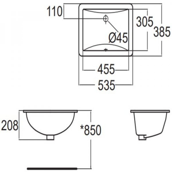 American Standard อ่างล้างหน้า แบบฝังใต้เคาน์เตอร์ รุ่น MILANO TI-0488-WT