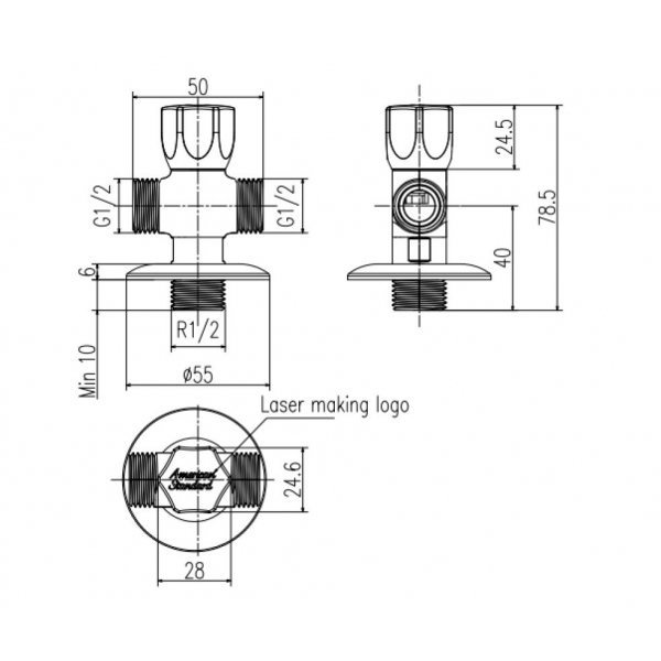 AMERICAN A-5602-N สต๊อปวาล์ว เซรามิคส์วาล์ว 90 องศา สองทาง