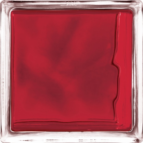 ช้างแก้ว บล็อกแก้วสี แก้วเมฆา เทคนิคกลิ้ง I-018/305 190x190x80 มม. สีแดง