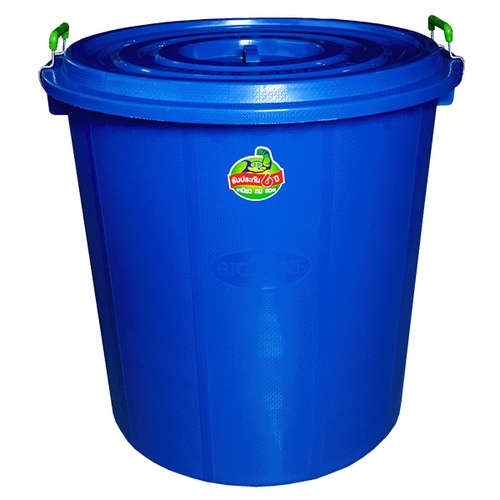 BIGONE ถังใส่น้ำพร้อมฝา ทรงอ้วน 160 ลิตร ขนาด 68x68x67 ซม. สีน้ำเงิน