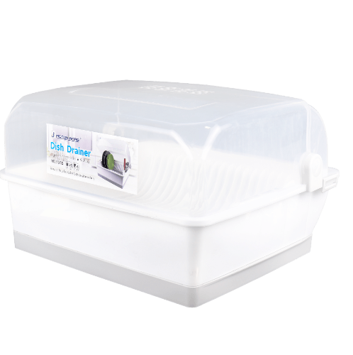 GOME ที่คว่ำจานพร้อมฝาครอบ 42x48x27 ซม. สีขาว