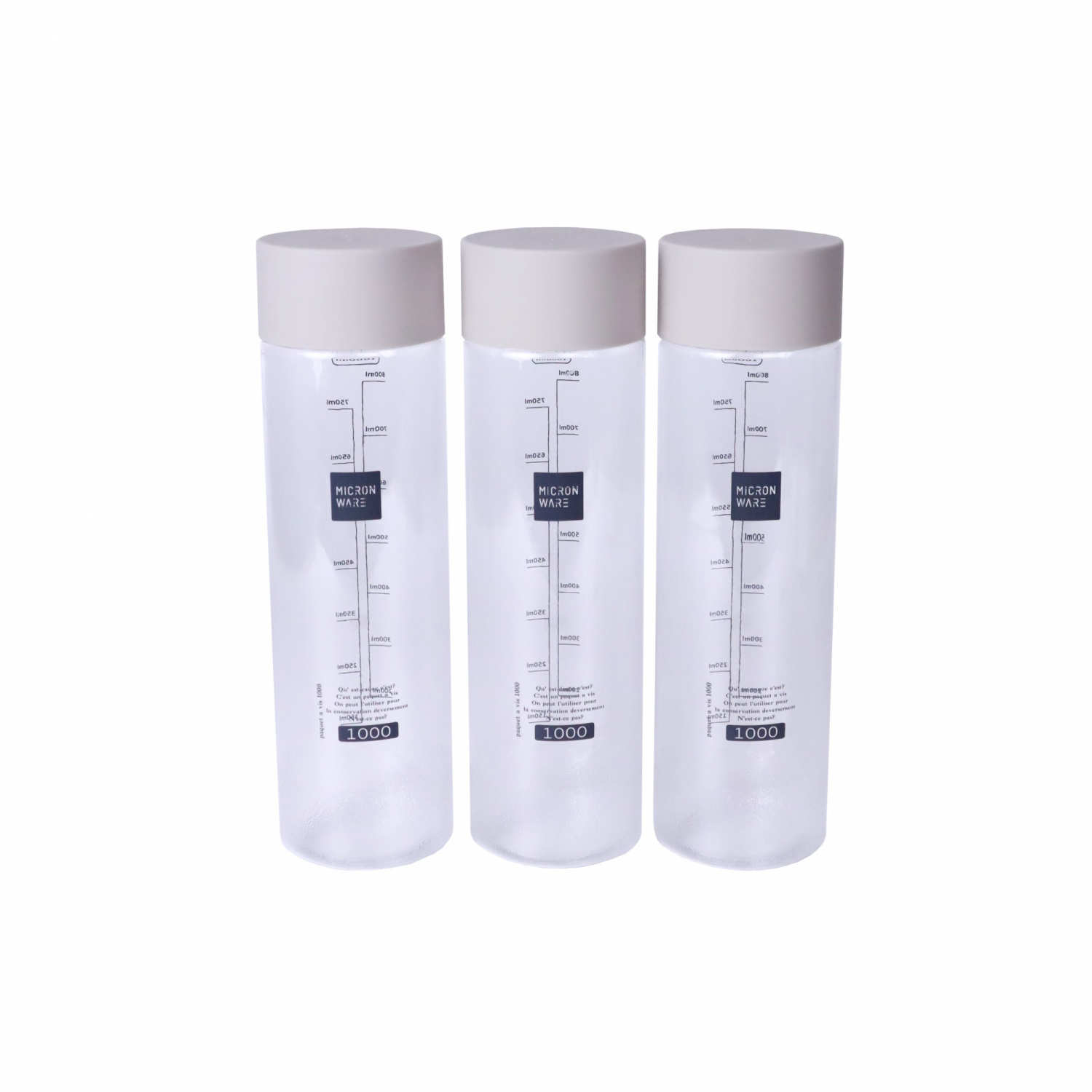 SUPER LOCK ขวดน้ำพลาสติก 1000มล. แพ็ค3 ฝาสีเทา #5211 3 ใบ/แพ็ค