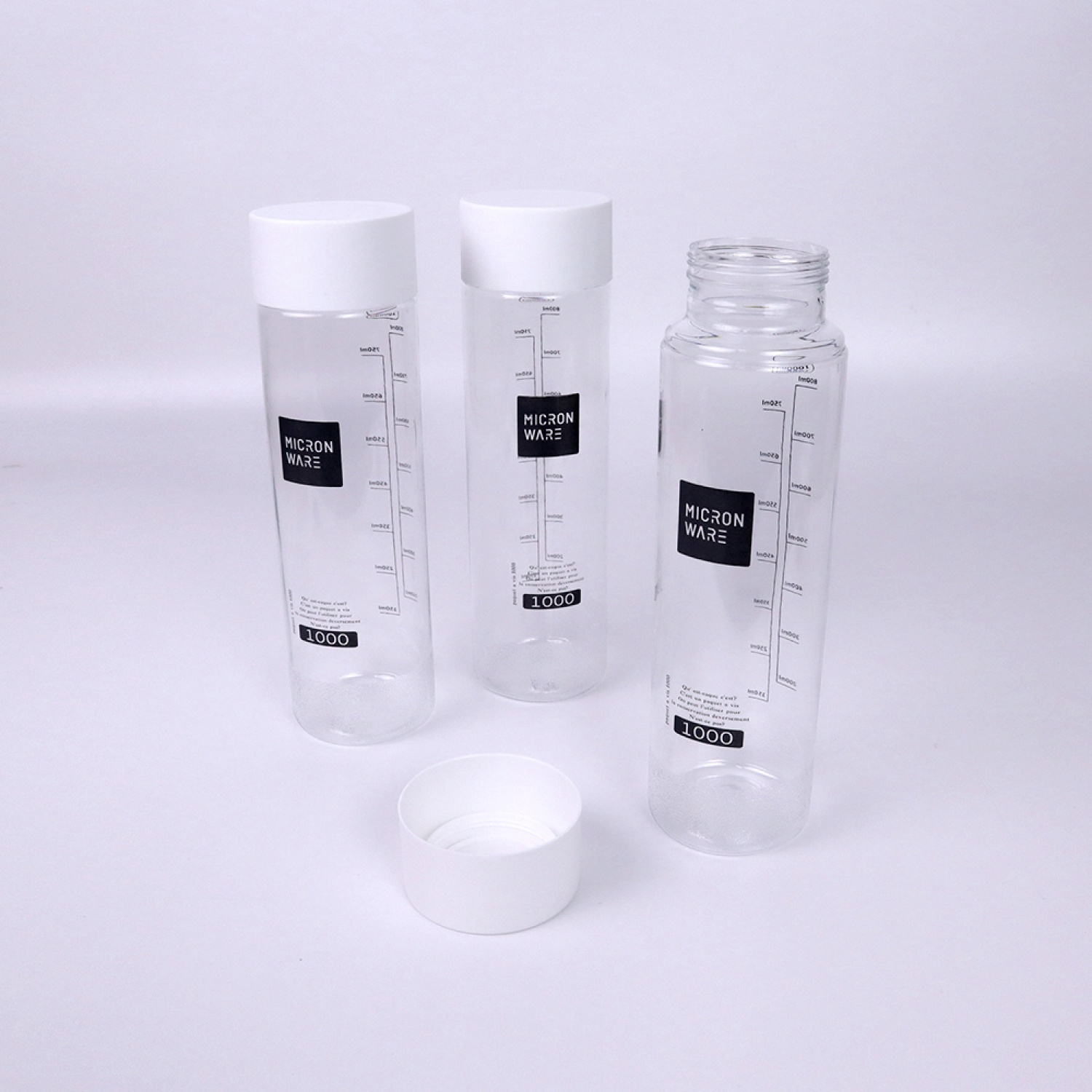 SUPER LOCK ขวดน้ำพลาสติก 1000มล. แพ็ค3 ฝาสีเทา #5211 3 ใบ/แพ็ค