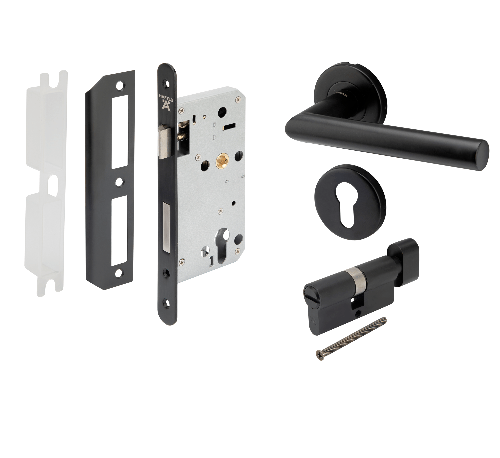 HAFELE ชุดมือจับก้านโยกห้องน้ำ ระบบมอร์ทิสล็อกสเตนเลส รุ่น 499.10.135 สีดำด้าน