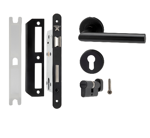 HAFELE ชุดมือจับก้านโยกห้องน้ำ ระบบมอร์ทิสล็อกสเตนเลส รุ่น 499.10.135 สีดำด้าน