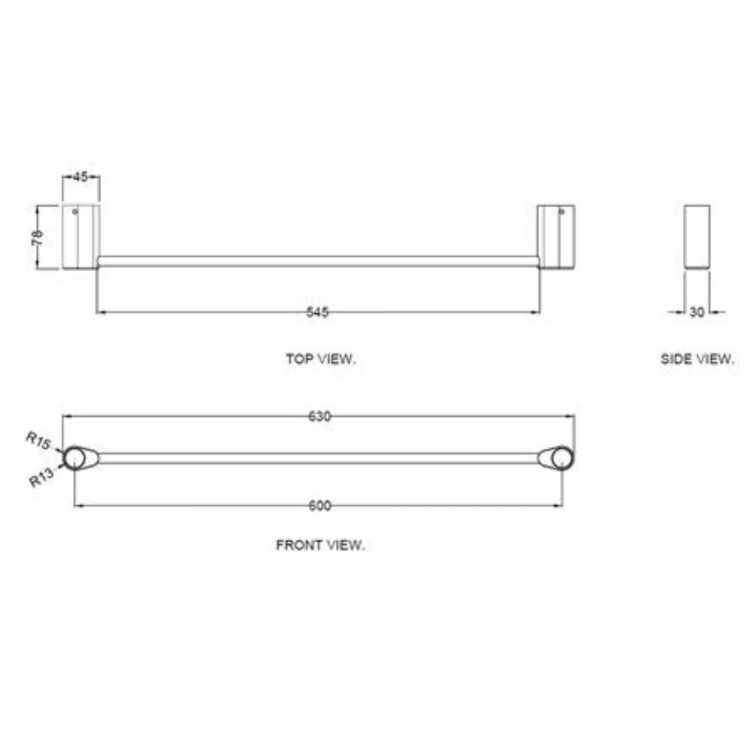 HAFELE ราวเดี่ยวพร้อมขอแขวน 485.80.006 สีดำ