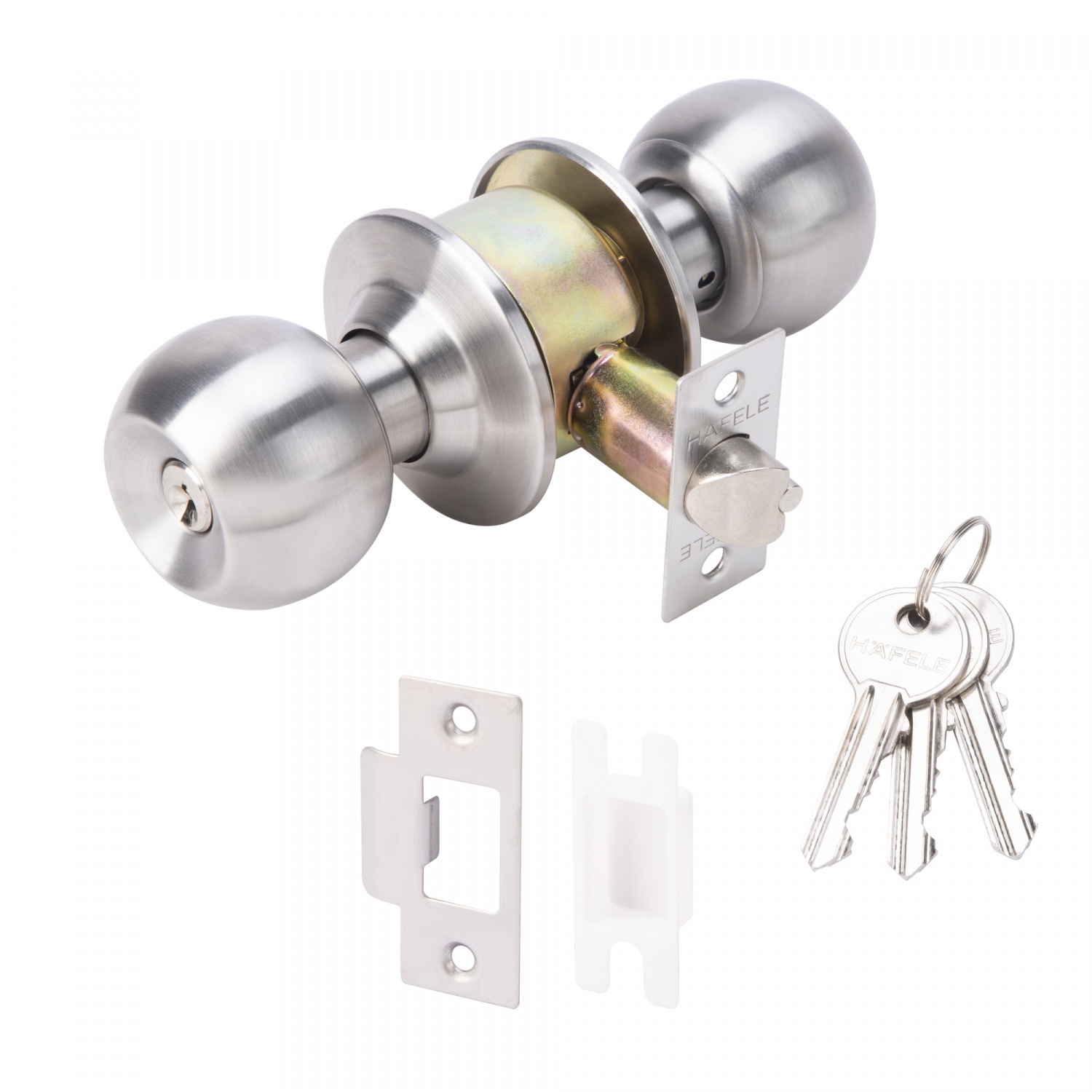 HAFELE ลูกบิดสแตนเลสสตีล 65มม.สำหรับห้องทั่วไป 489.93.270 สีสแตนเลส