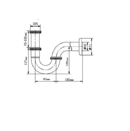 Hafele ท่อน้ำทิ้ง P-trap สแตนเลส รุ่น 495.61.240