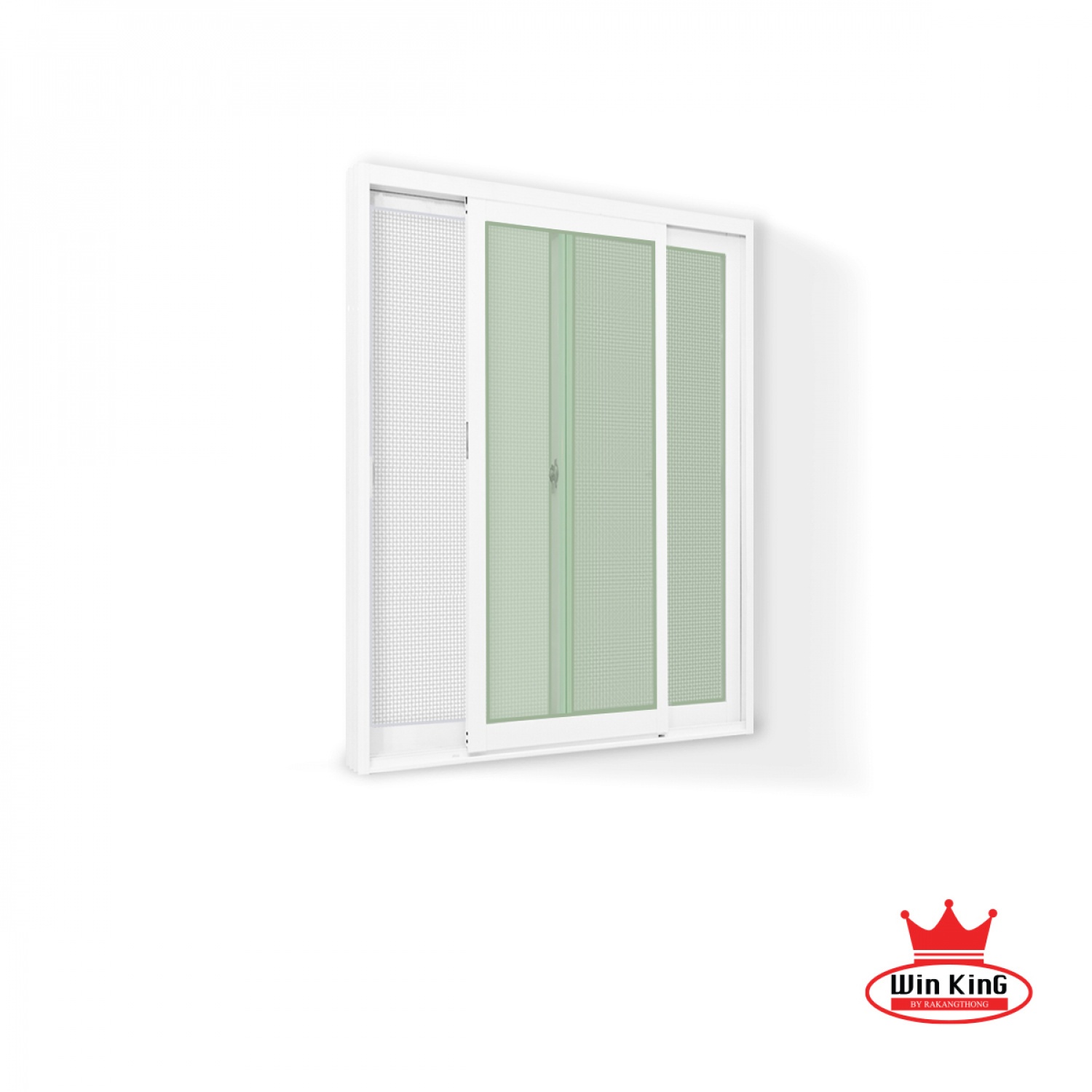 WELLINGTAN หน้าต่างอะลูมิเนียม บานเลื่อน SS 120x110ซม. สีขาว พร้อมมุ้ง